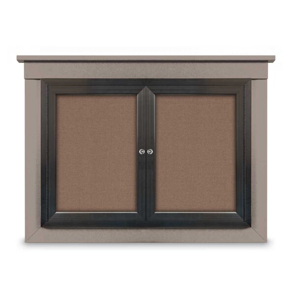 24"x36" 1-Door Enclosed Letterboard, Green Vinyl/Walnut